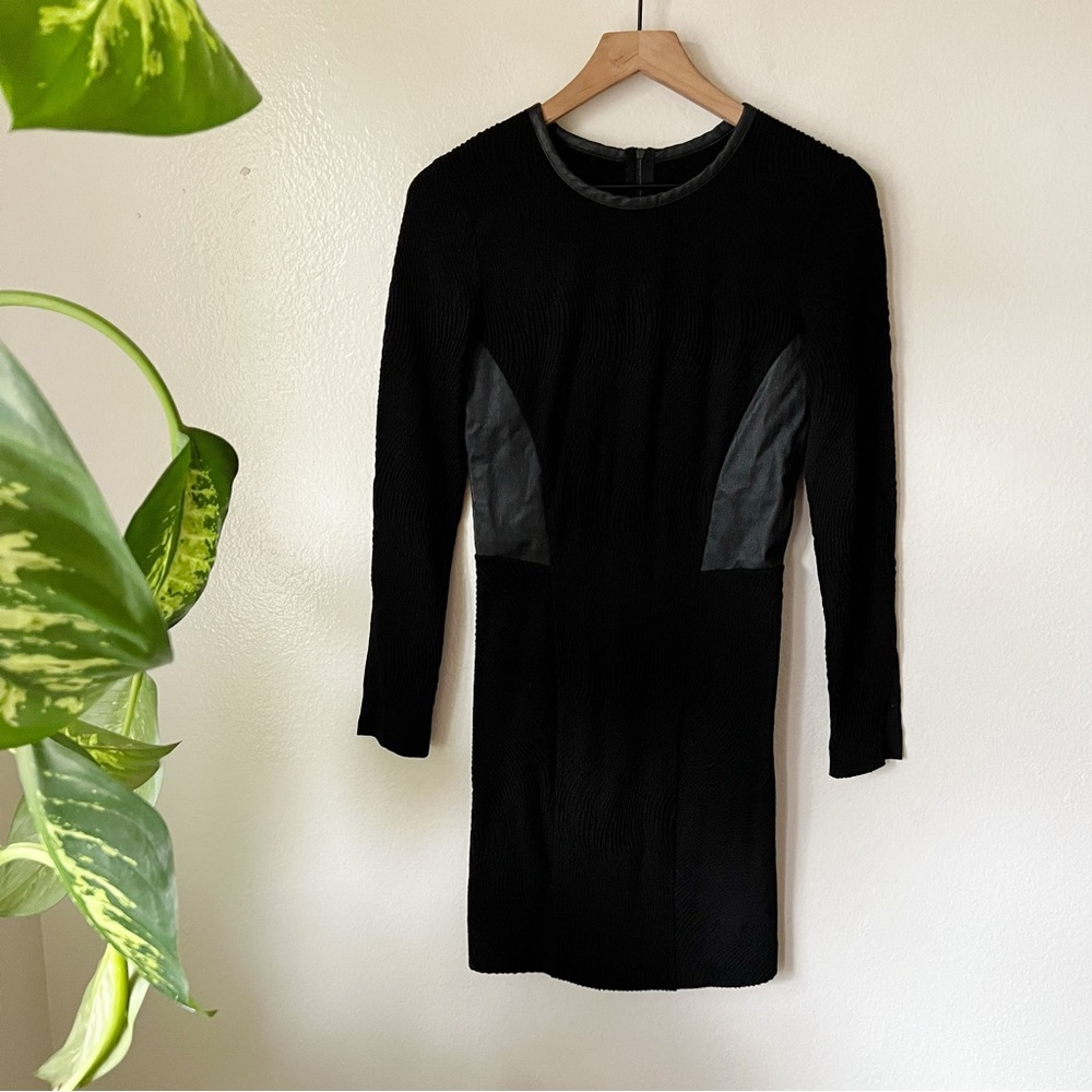 Rag & Bone | Lamb Leather Paneled Knit Dress